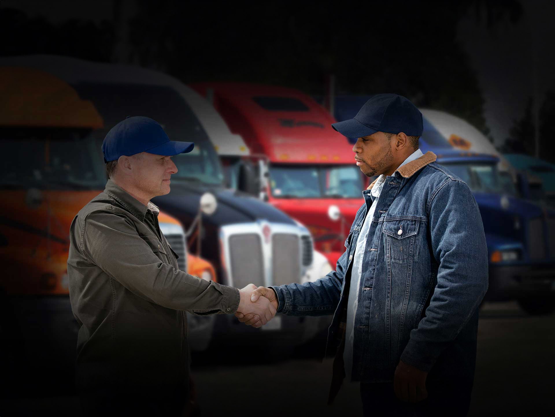 Two people striking a deal for a truck